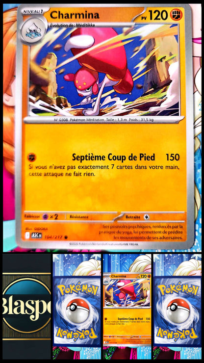 Carte Pokémon Charmina 104/217 – 120 PV – Type Combat – Évolution de Méditikka – Carte TCG Française