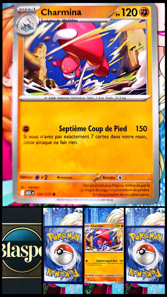 Carte Pokémon Charmina 104/217 – 120 PV – Type Combat – Évolution de Méditikka – Carte TCG Française