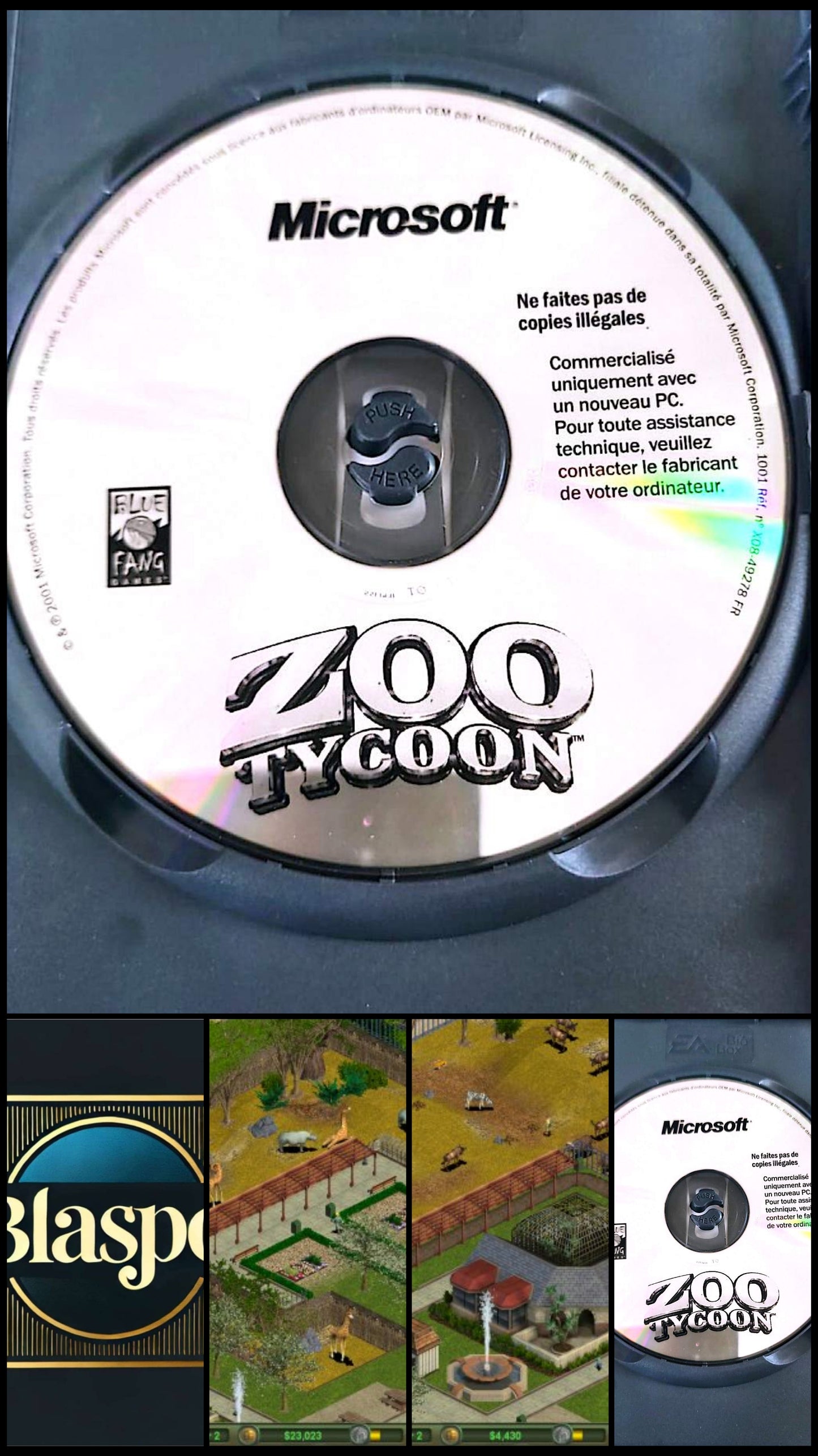 Zoo Tycoon Jeu PC CD-ROM Seul Sans Boîtier Version Française Microsoft Occasion