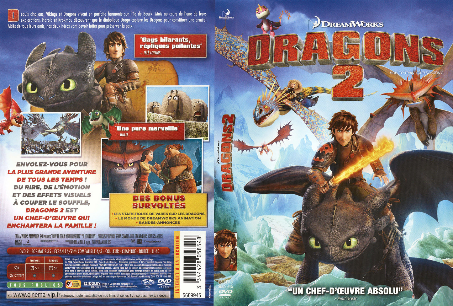 dragons 2 DVD état Par