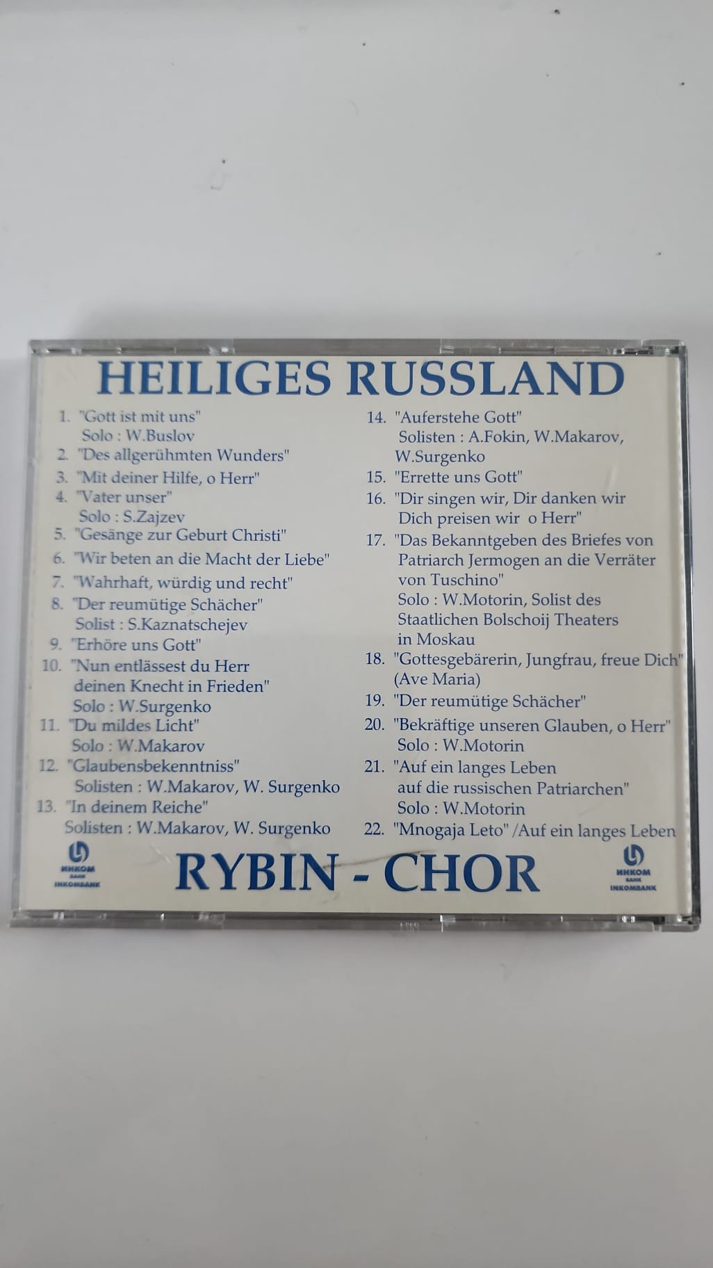 Heiliges Russland – Rybin-Chor – Chants sacrés russes – CD audio