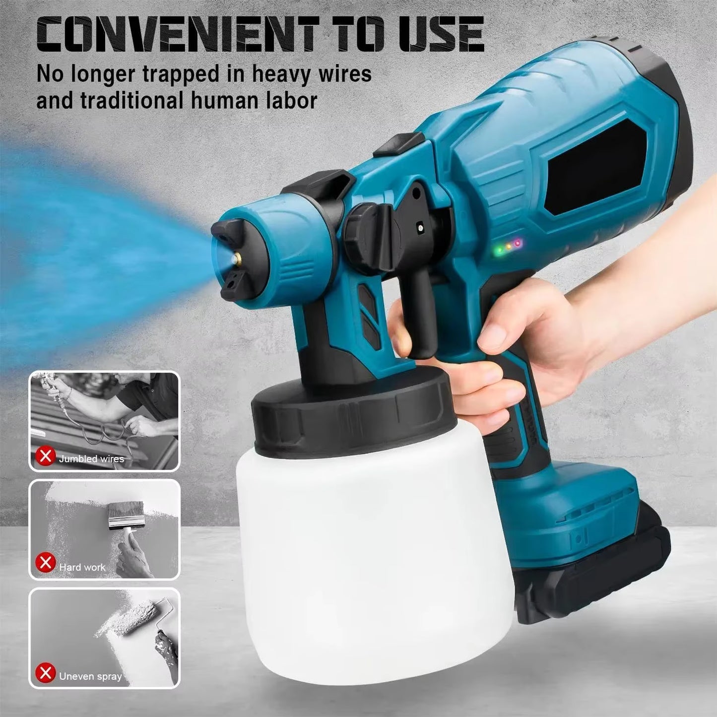 Pistolet de Pulvérisation Sans Fil 18V – Pulvérisateur Peinture HVLP 1000W