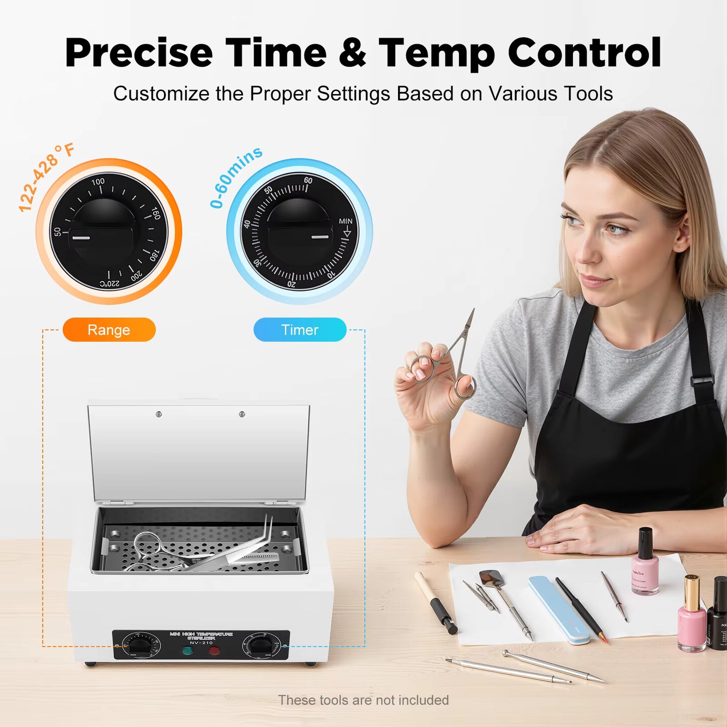 Stérilisateur chaleur sèche 2L 300W 50–220°C