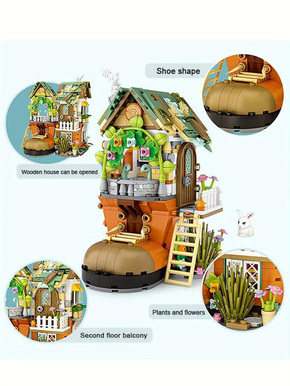 Cabaña en miniatura de bloques de construcción – Casa de fantasía DIY para ensamblar – Decoración de jardín de hadas – Juego creativo para adultos y niños