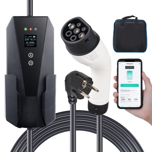 Chargeur Portable Voiture Électrique Type 2 3.68KW 16A – Câble Recharge EVSE IEC62196 – Chargeur EV Monophasé avec Sac de Transport