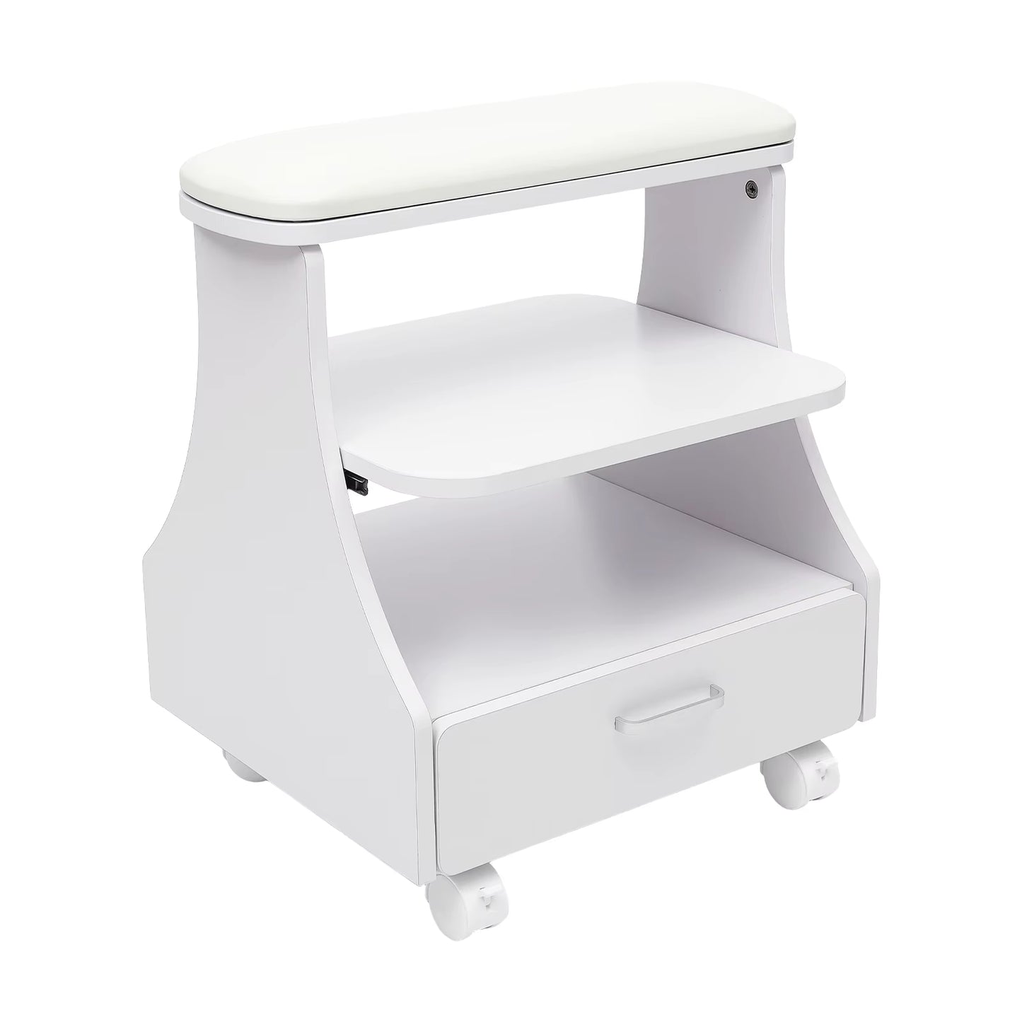 Chariot de Pédicure Professionnel avec Tiroir – Meuble Nail Art à Roulettes pour Salon de Beauté – Support Manucure Spa Blanc