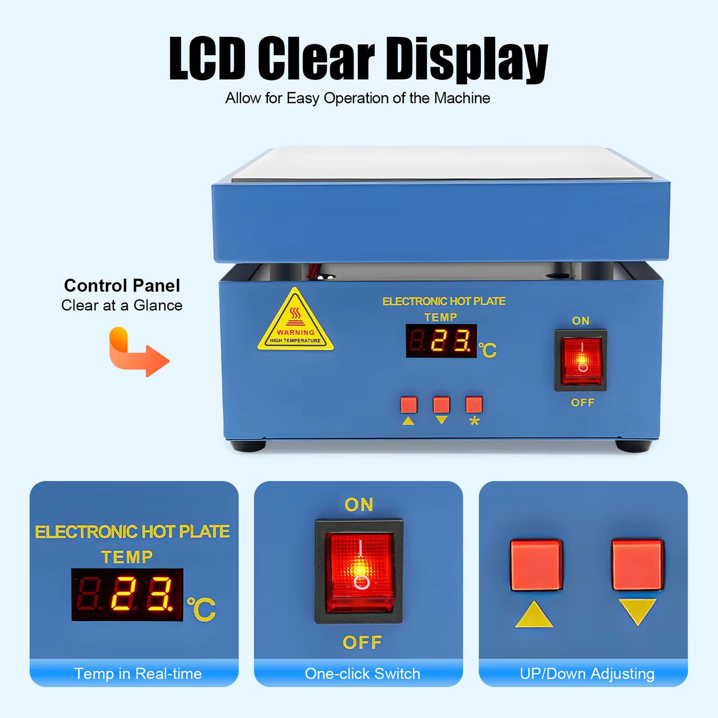 Plaque Chauffante de Soudage 800W 20x20 cm – Station de Préchauffage Électronique avec Écran LCD