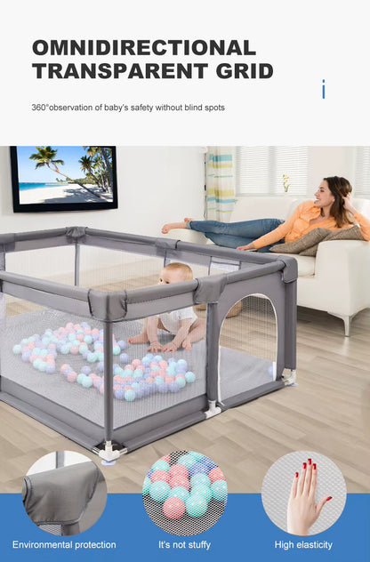 Parc Bébé en Maille Transparente – Barrière de Sécurité Réglable avec Protection Éponge 6 à 36 Mois