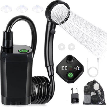 Douche de Camping Électrique 6000mAh – Douche Portable Rechargeable avec Écran Intelligent