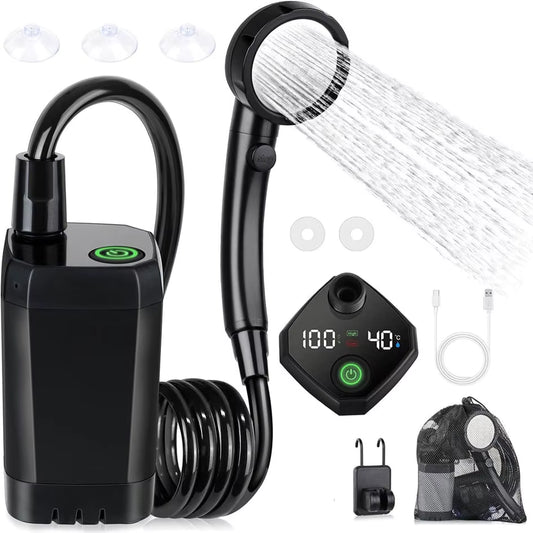 Douche de Camping Électrique 6000mAh – Douche Portable Rechargeable avec Écran Intelligent