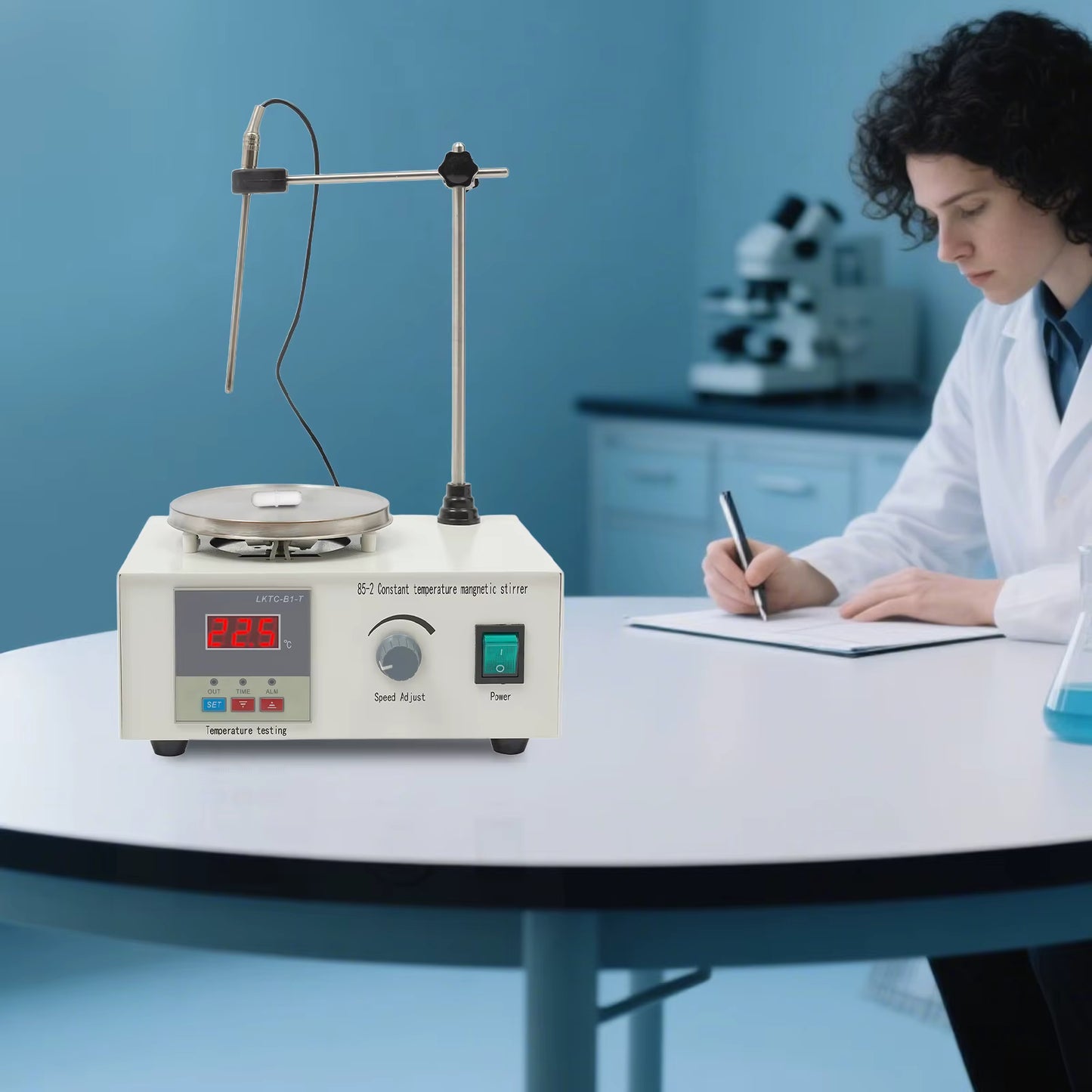 Agitateur Magnétique Chauffant 250W – Plaque Chauffante avec Contrôle Température et Vitesse – Mélangeur de Laboratoire Numérique 2000 ml