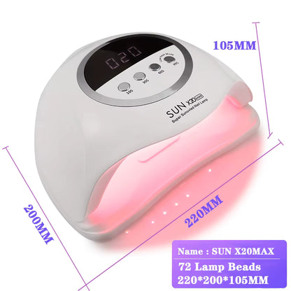 SUN X20MAX UV LED Nail Lamp 72 LEDs – Professional Gel Polish Dryer with LCD Screen and Timer