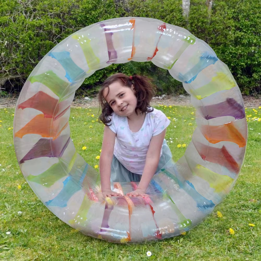 Rouleau Gonflable Aquatique Piscine – Roue Flottante Transparente Multicolore | Enfants & Adultes