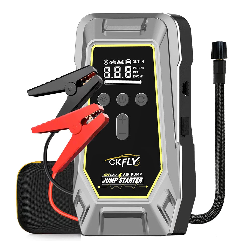 Booster Batterie Voiture 7000A avec Compresseur Air 150 PSI – Démarreur Portable Rechargeable USB – Gonfleur Pneus Automobile Moto SUV