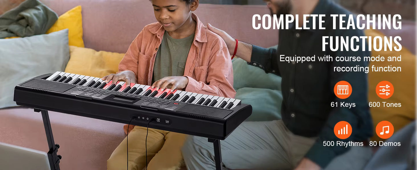 Piano Numérique 61 Touches – Clavier Électronique Portable Débutant – 200/600 Sons & 200/500 Rythmes – Piano Électrique Enfant Adulte