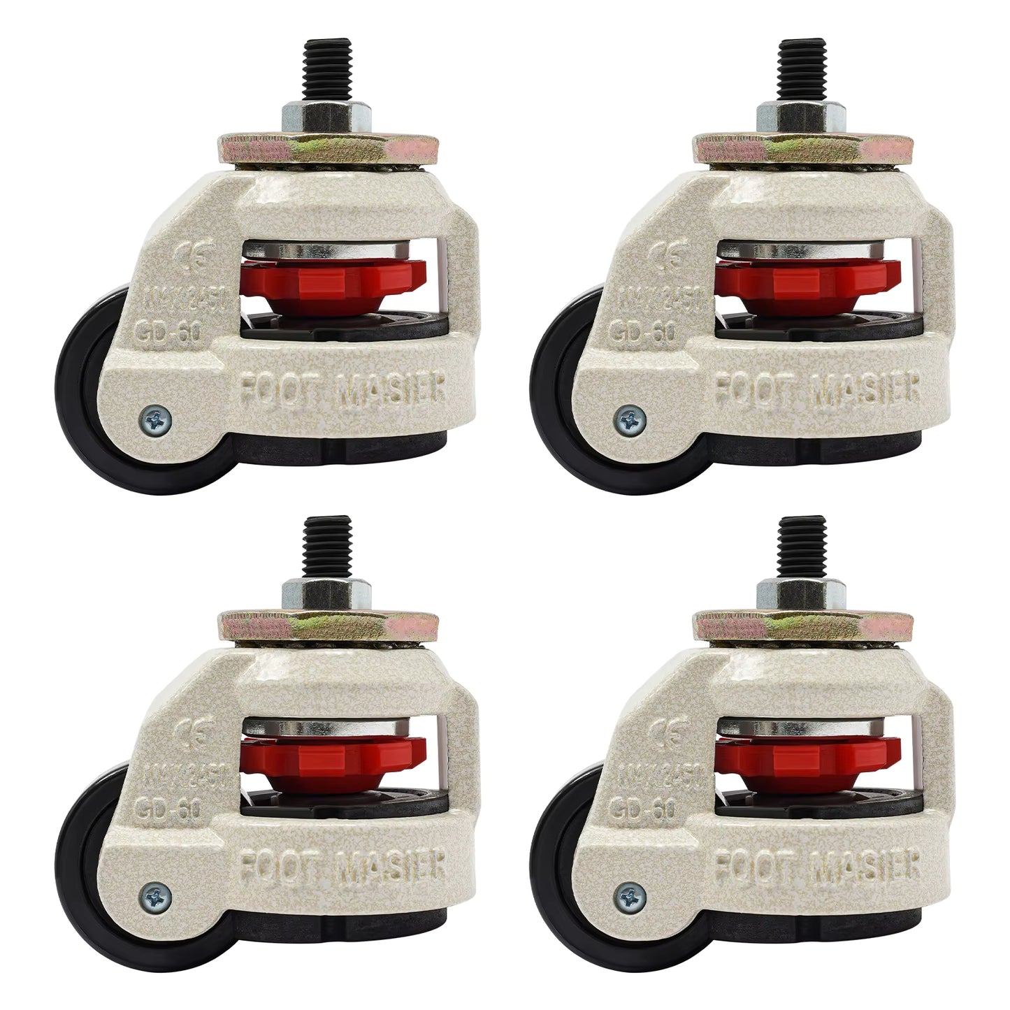 Lot de 4 Roulettes Industrielles 360° – Roues Pivotantes Résistantes, Support Équipement Lourd, Roulettes Meuble Atelier, Fixation Universelle