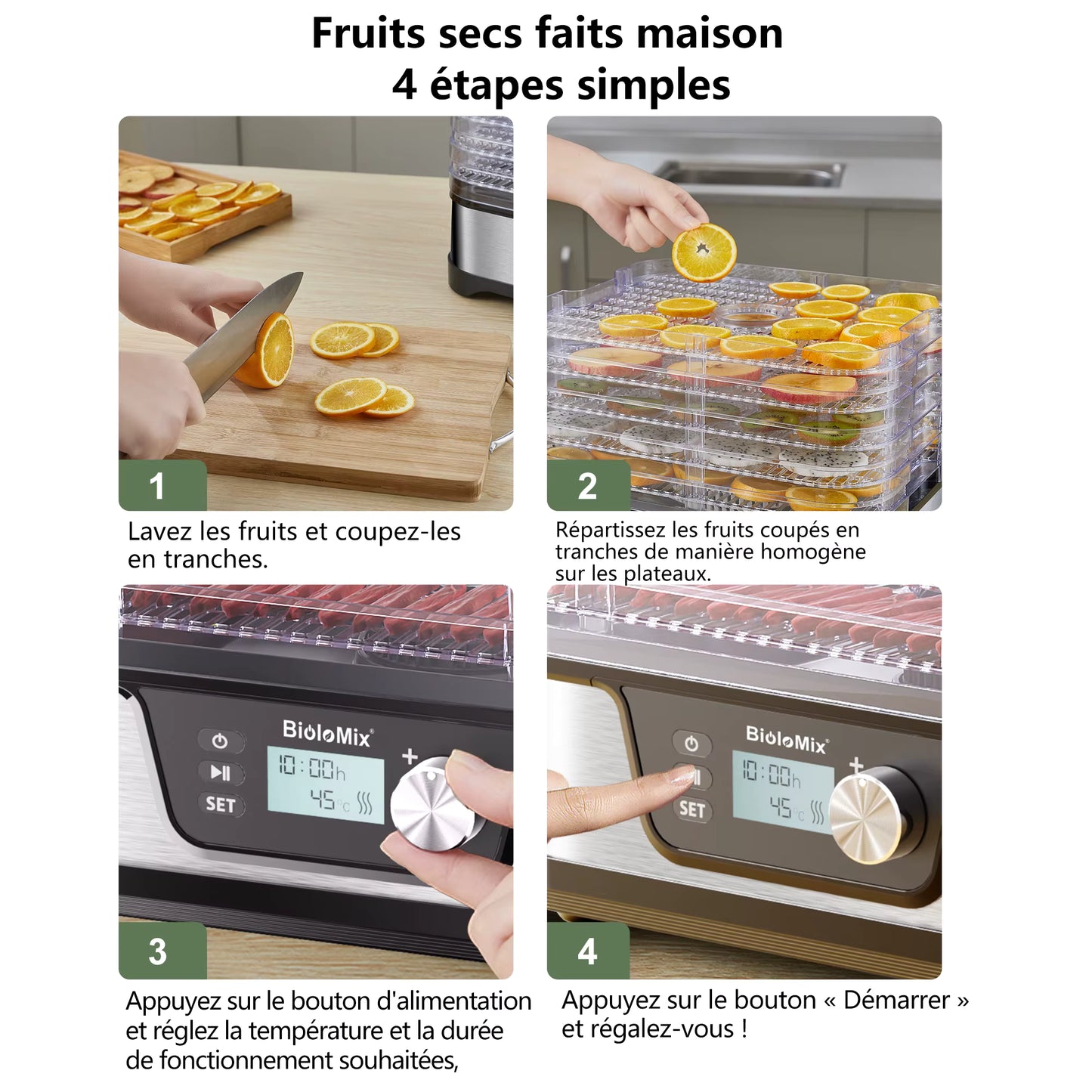 Déshydrateur Alimentaire  5 Plateaux Sans BPA – Séchoir Fruits et Légumes avec Minuterie Numérique et Contrôle Température