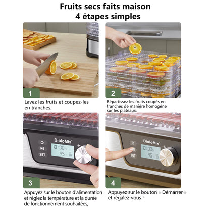 Déshydrateur Alimentaire  5 Plateaux Sans BPA – Séchoir Fruits et Légumes avec Minuterie Numérique et Contrôle Température