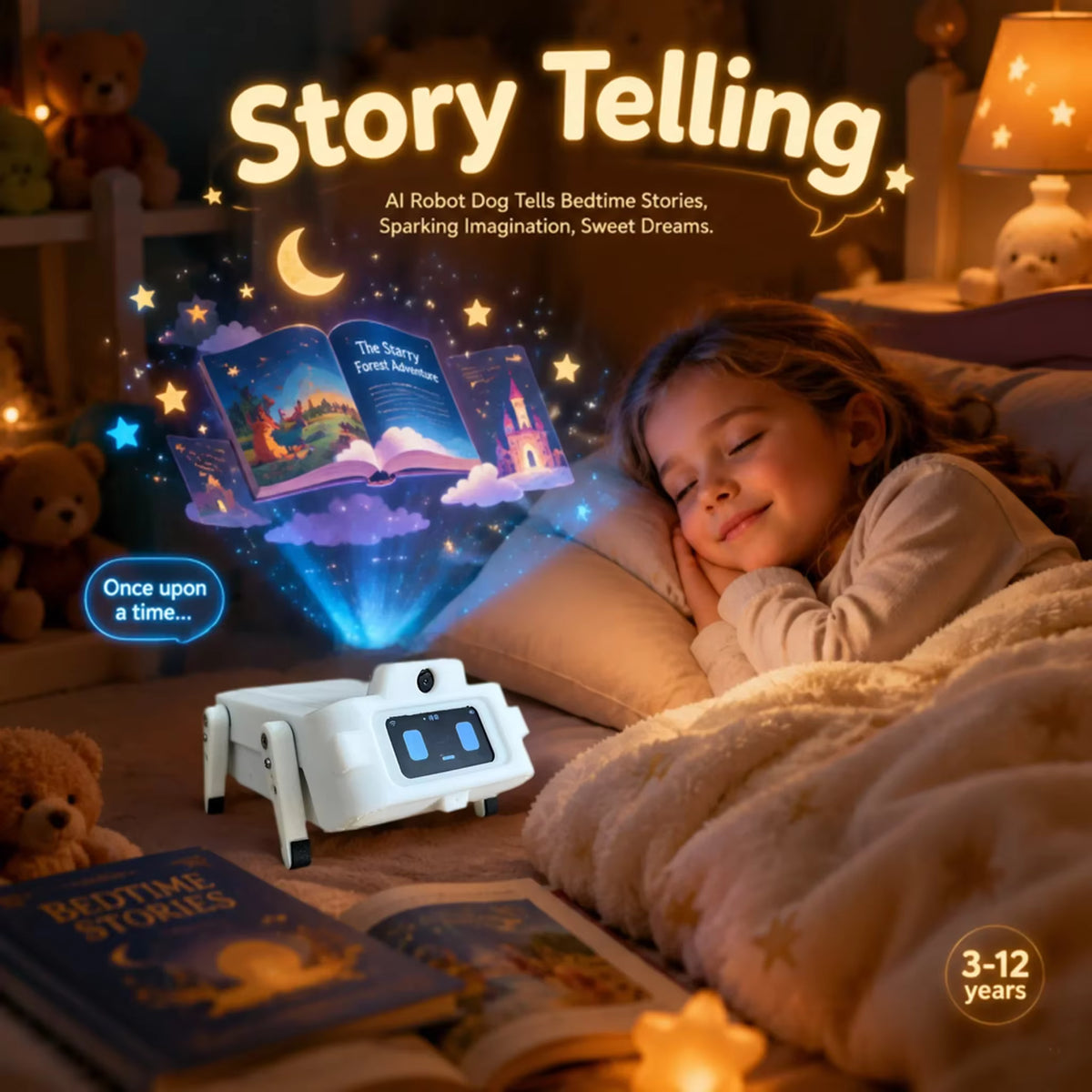 Chien Robot Intelligent IA Interactif – Conversation Vocale 61+ Langues – Jouet Éducatif Enfant – Blanc