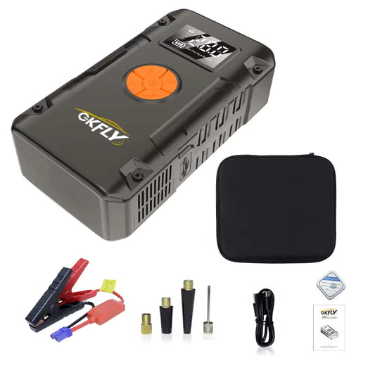Démarreur de Batterie Portable 4000A avec Compresseur d’Air 150 PSI – Booster de Voiture 12V Rechargeable – Gonfleur Pneus Auto Moto – Écran LCD – Housse Incluse