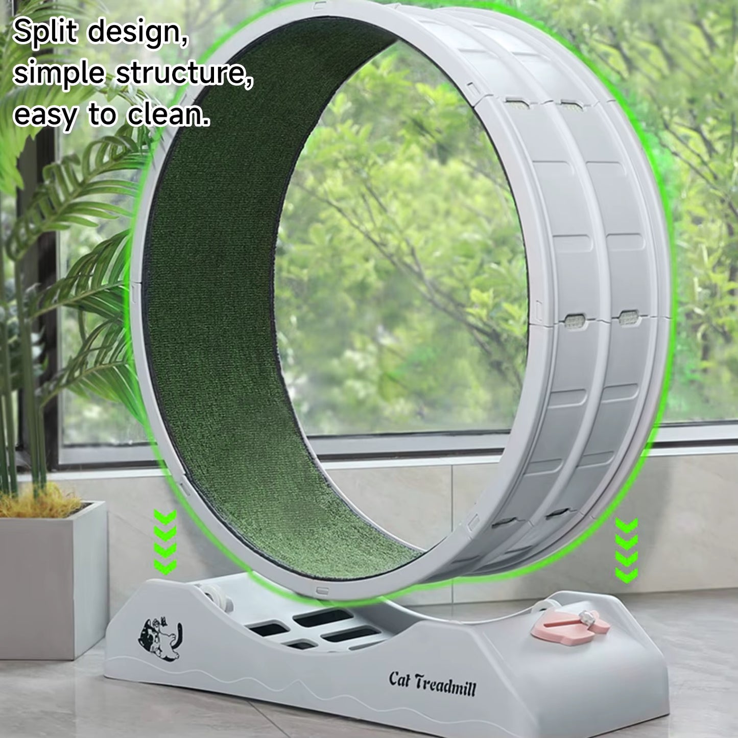 Grande Roue d’Exercice Silencieuse pour Chat – Tapis de Course Intérieur – Non Électrique – Structure Durable avec Verrouillage – 85 x 80 x 35 cm