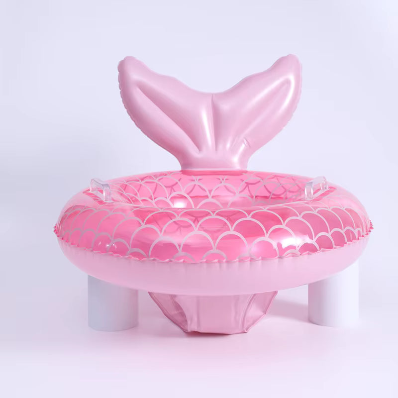 Bouée Gonflable Sirène avec Siège Intégré – Flotteur Piscine Enfant Queue de Sirène Rose Anneau de Natation Été