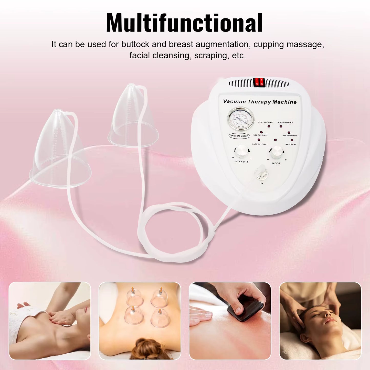 Pompe à vide électrique pour massage professionnel – Appareil ventouse multifonction, aspiration réglable, kit complet avec accessoires – usage esthétique, bien-être, spa