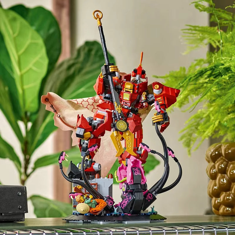 Figurine Mecha à construire 996 pièces – Robot chevalier Flame Knight blocs de construction – Modèle décoratif