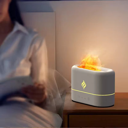 Diffuseur d’Huiles Essentielles Effet Flamme LED – Humidificateur d’Air Ultrasonique Aromathérapie – Veilleuse Relaxante USB pour Chambre Bureau Maison