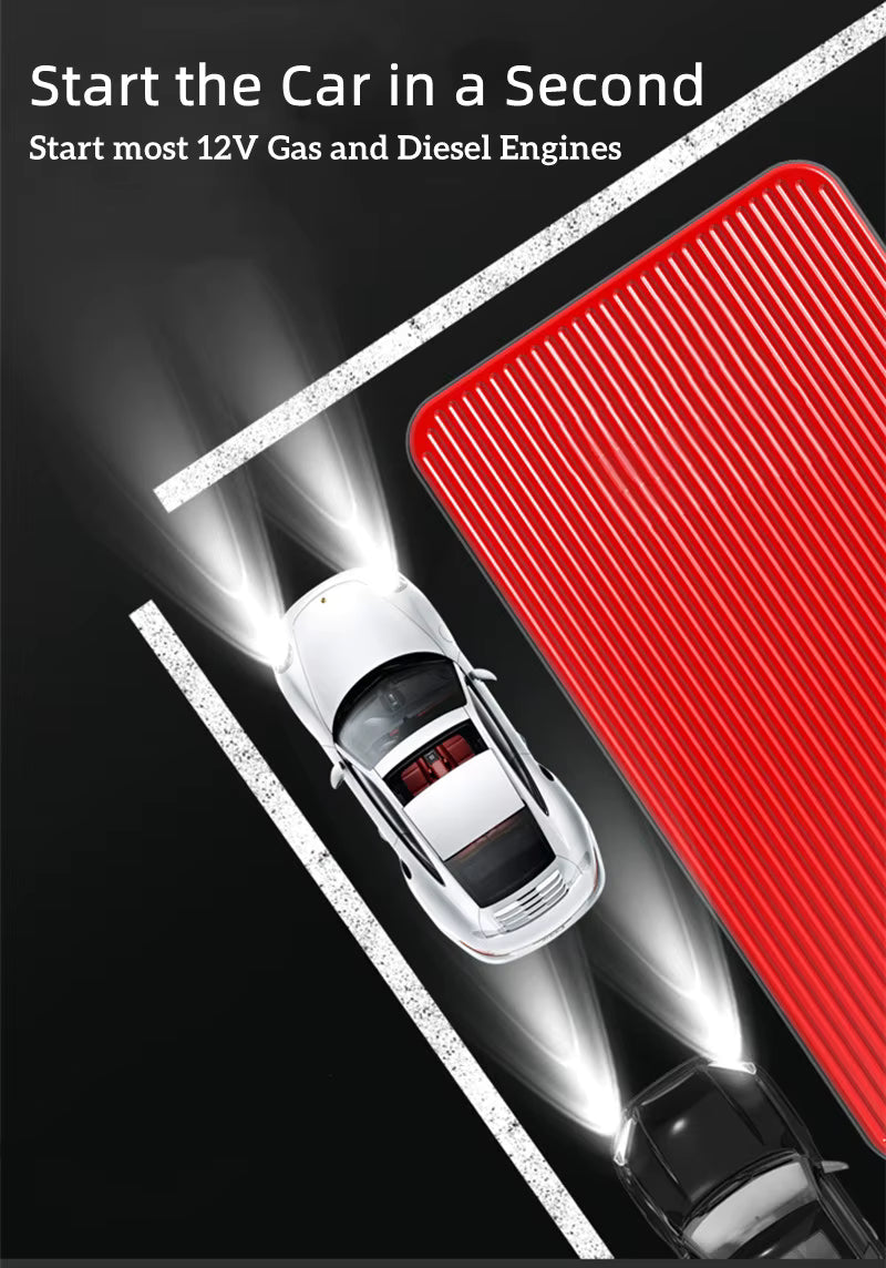Démarreur de Voiture 2000A 12V Booster Batterie Portable Chargeur USB Batterie Externe d’Urgence avec LED