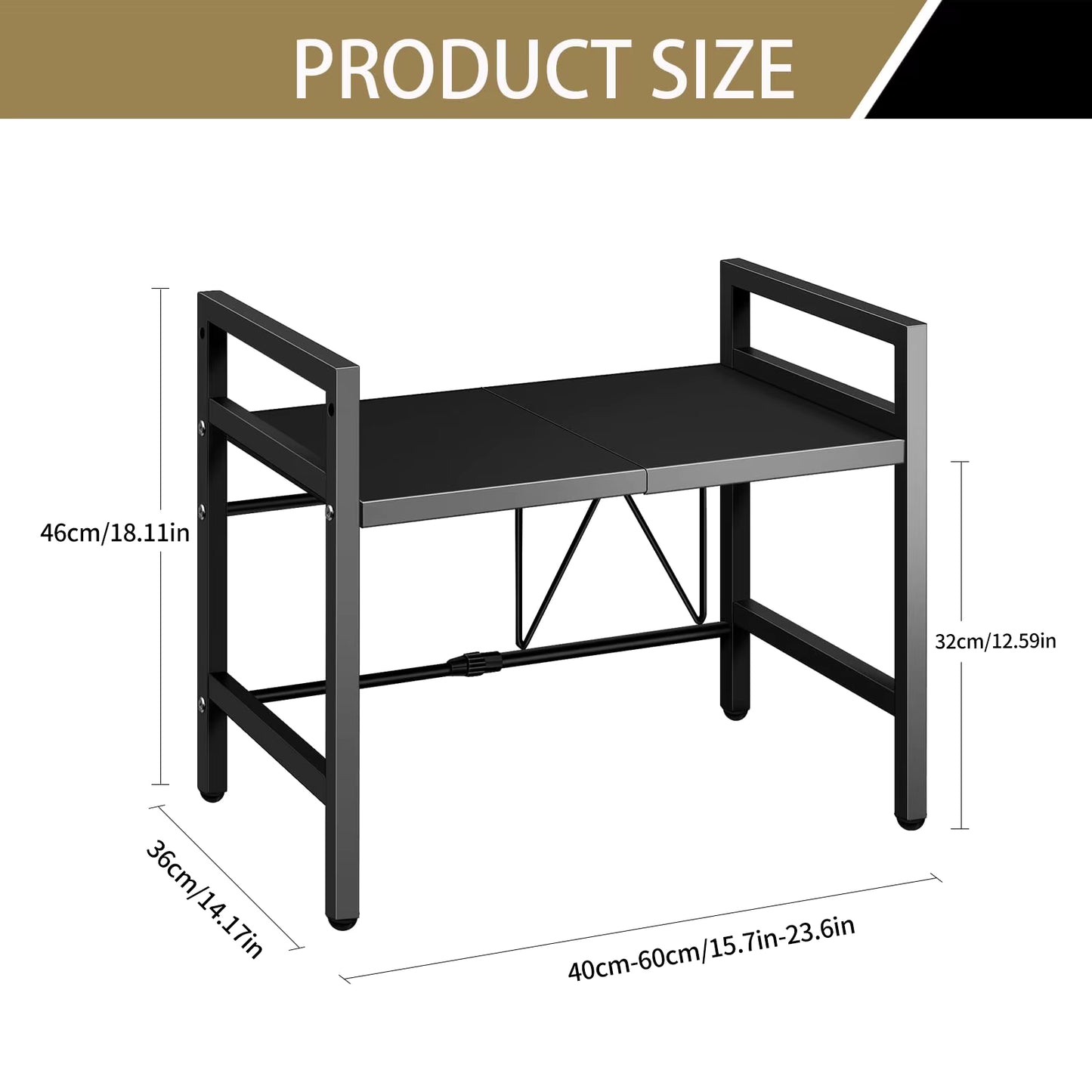 Organisateur d’étagère extensible pour micro-ondes 42–64 cm
