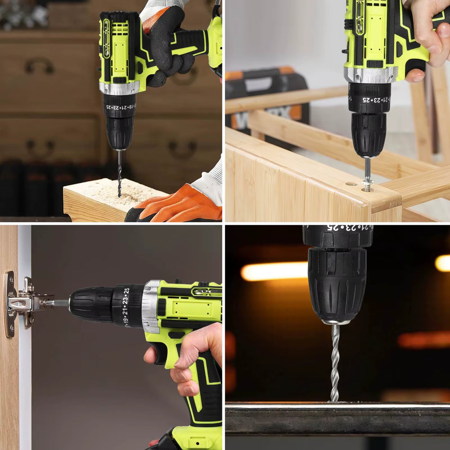 Perceuse à percussion sans fil rechargeable haute puissance – 1350 tr/min – Tournevis électrique grande vitesse avec 2 batteries