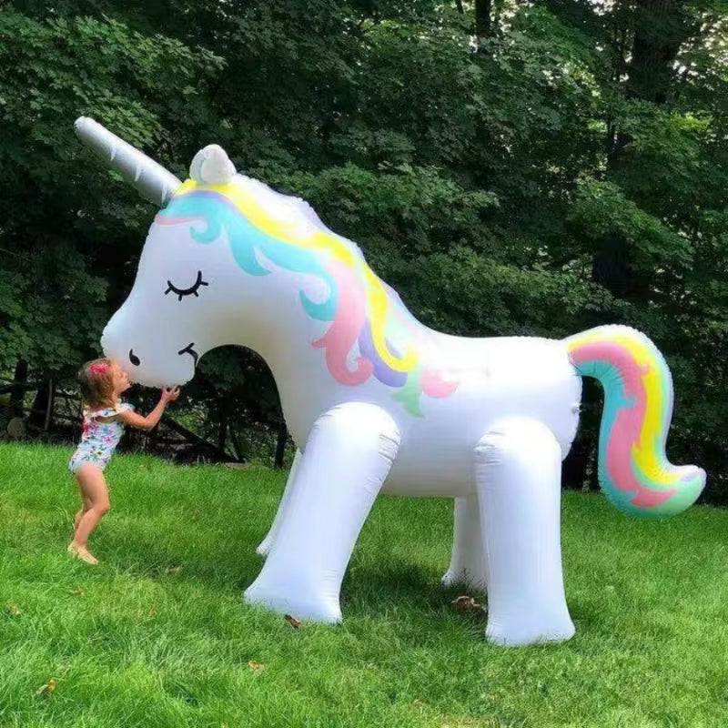 Licorne Gonflable Géante 220 x 80 x 160 cm pour Piscine – Fontaine Pulvérisateur d'Eau – Flotteur XXL – Jouet Gonflable Été Enfant & Adulte – PVC Résistant