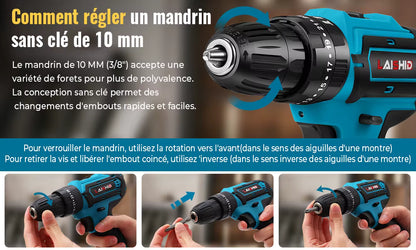 21V Cordless Drill Driver with 2 Batteries – 2-Speed Electric Screwdriver – 24-Piece Accessory Kit – DIY Home Projects