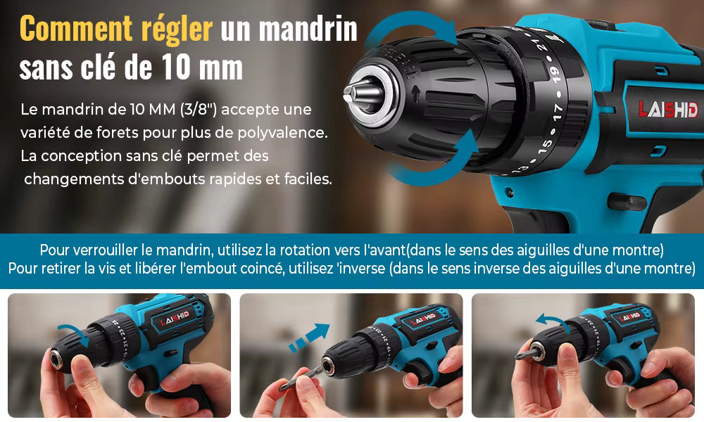 Perceuse Visseuse Sans Fil 21V avec 2 Batteries – Tournevis Électrique 2 Vitesses – Kit 24 Accessoires – Bricolage à Domicile