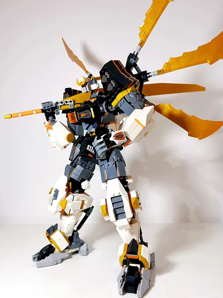 Figurine Mecha Dragon Titan 1055 pièces – Robot articulé à construire avec ailes et épée – Modèle de collection blocs de construction