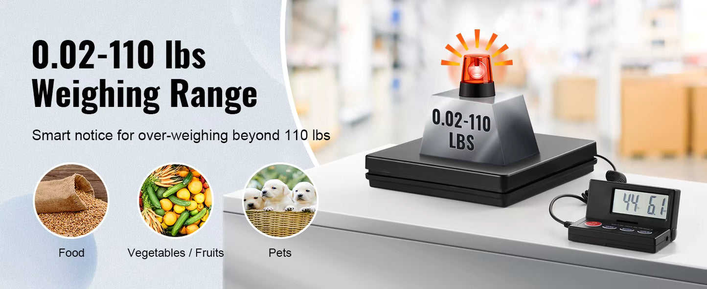 Balance Postale Numérique 110 lb – Balance d’Expédition LCD Pliable AC/DC