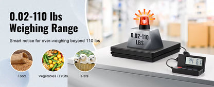 Balance Postale Numérique 110 lb – Balance d’Expédition LCD Pliable AC/DC