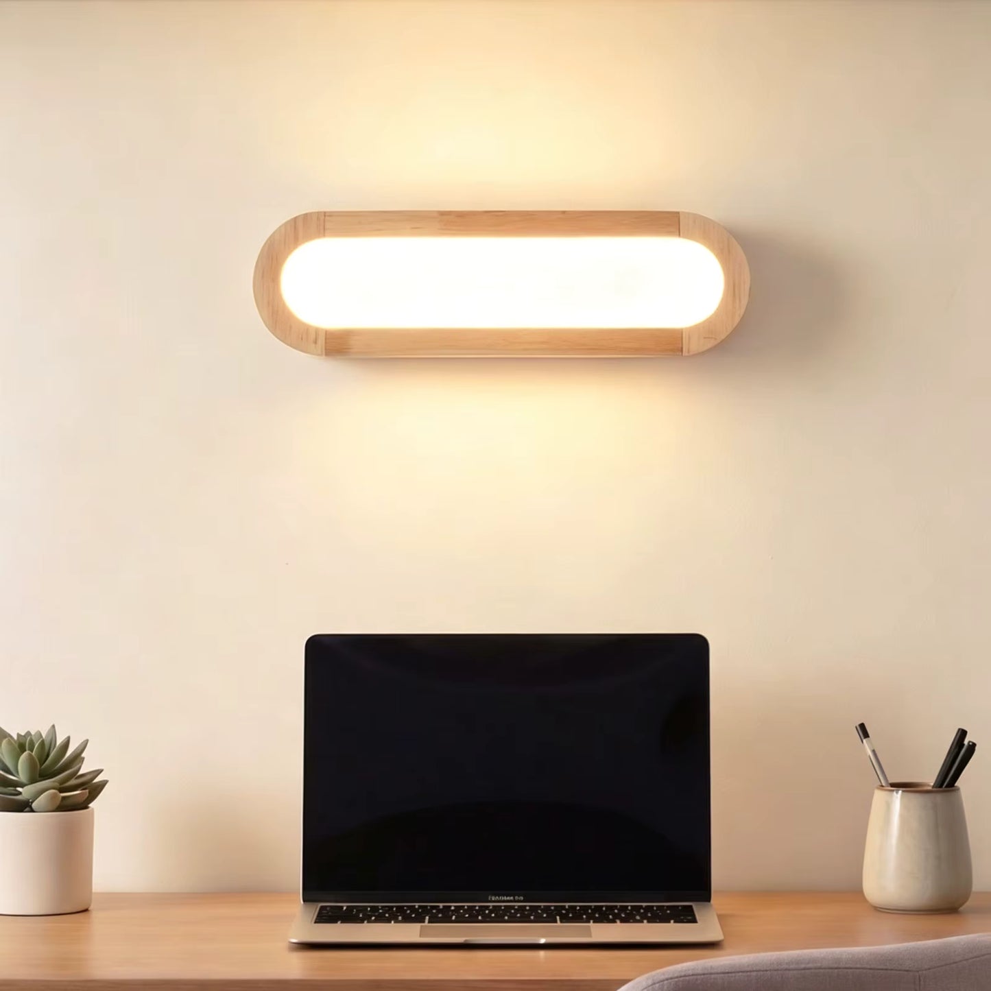 Applique Murale LED 12W Bois Naturel Blanc Chaud 3000K Éclairage Intérieur Moderne Salon Chambre Couloir Escalier