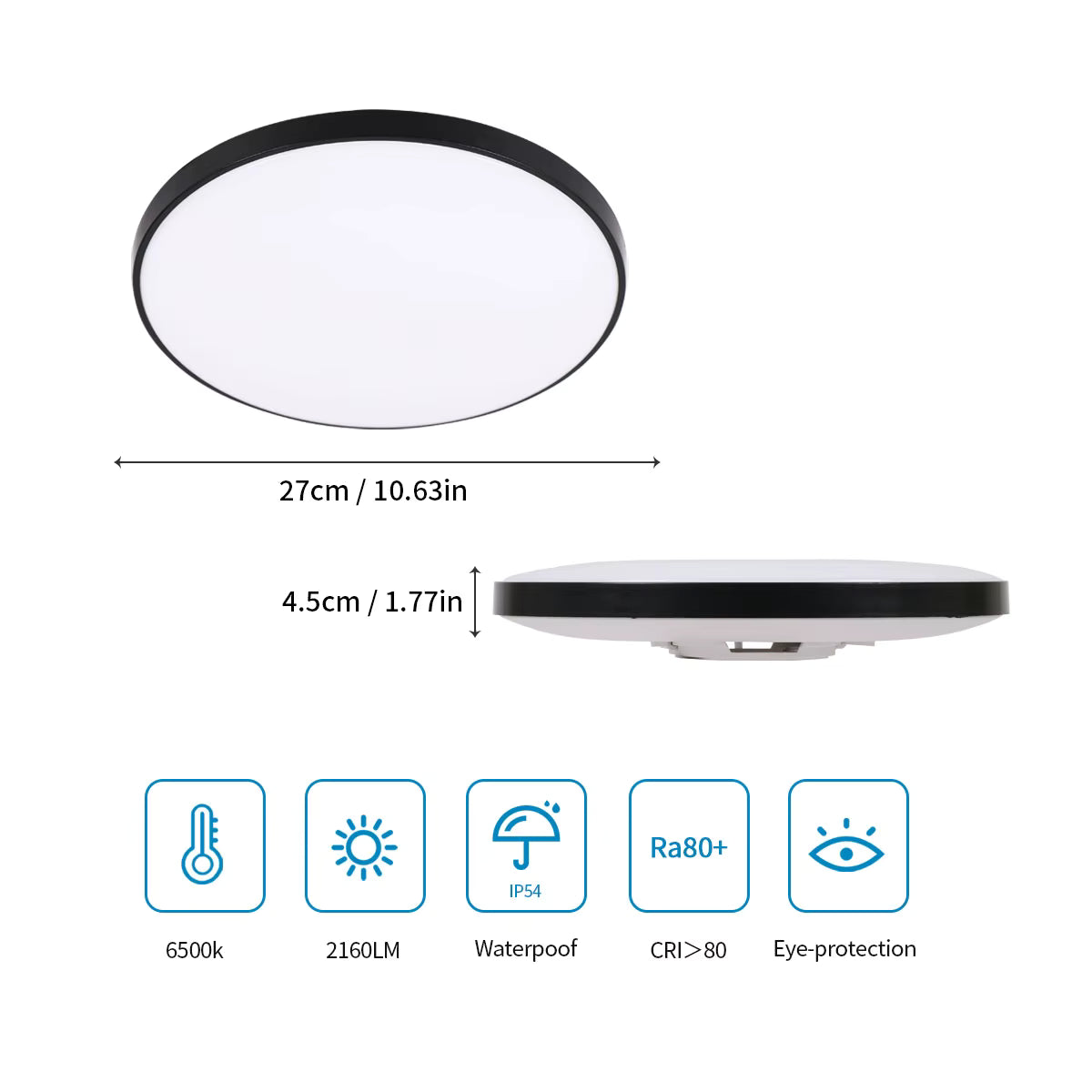 Plafonnier LED rond 24W étanche moderne