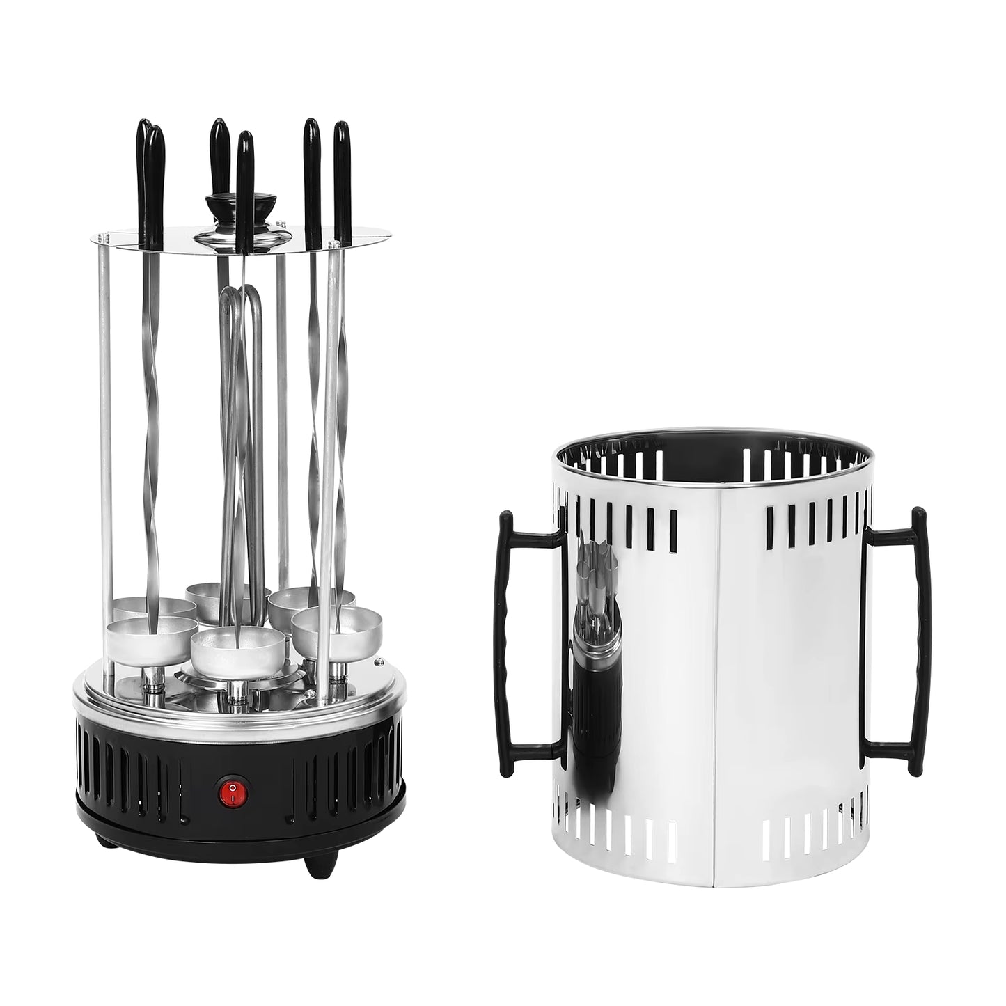 Grill électrique vertical 1000W – Rôtissoire verticale sans fumée – Machine à brochettes rotative 5 broches – Cuisson kebab viande légumes