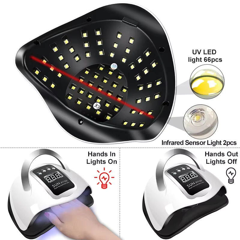 Kit Manucure UV Gel Complet avec Lampe LED et Ponceuse Électrique – Ensemble Faux Ongles Nail Art Professionnel avec Accessoires et Extensions