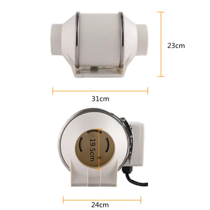Ventilateur de Conduit 130W 220V – Extracteur d’Air Silencieux pour Cuisine, Entrepôt, Salle de Bain