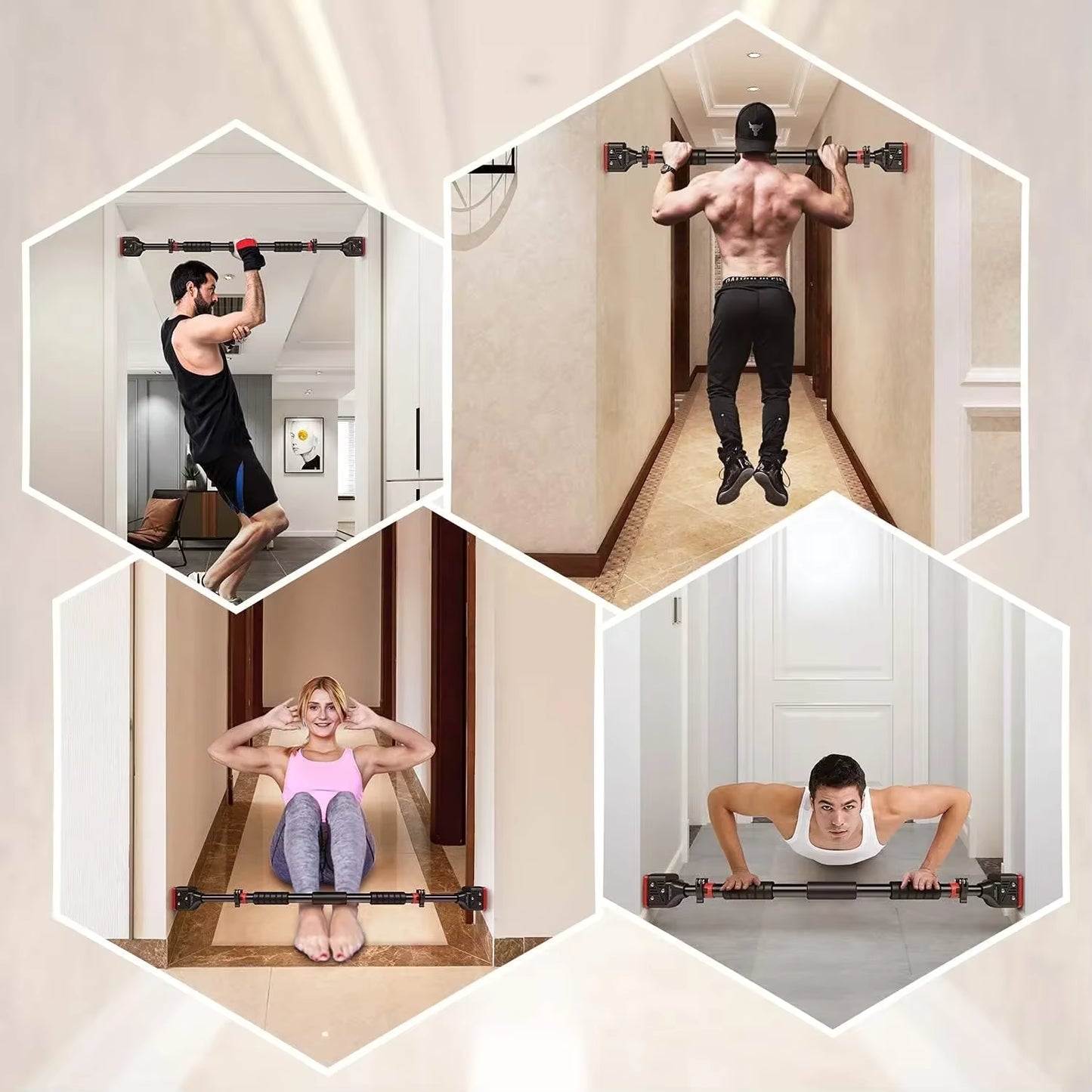Barre de Traction Télescopique Réglable Sans Perçage – Équipement Fitness Musculation à Domicile pour Porte et Entraînement Haut du Corps