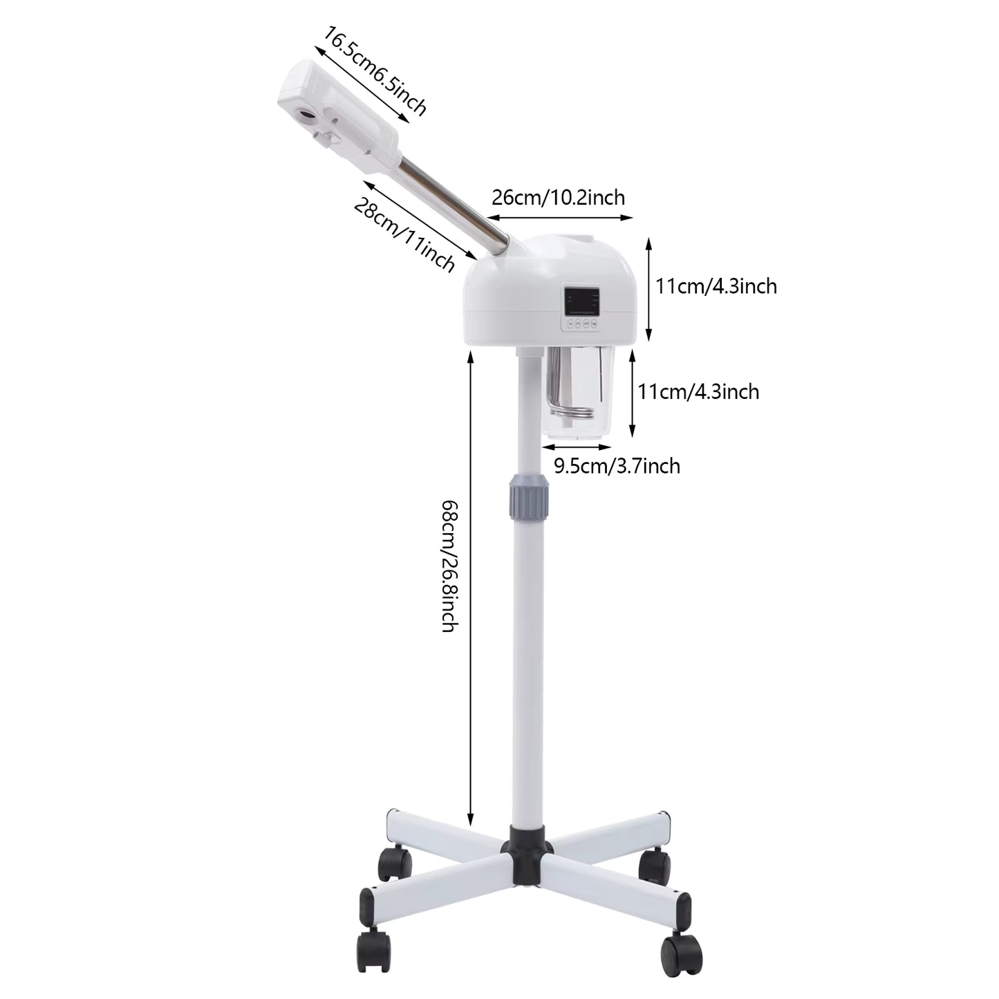 Vapozone visage professionnel avec support – Appareil vapeur facial nano-ionique avec écran LCD – Soin visage esthétique Spa