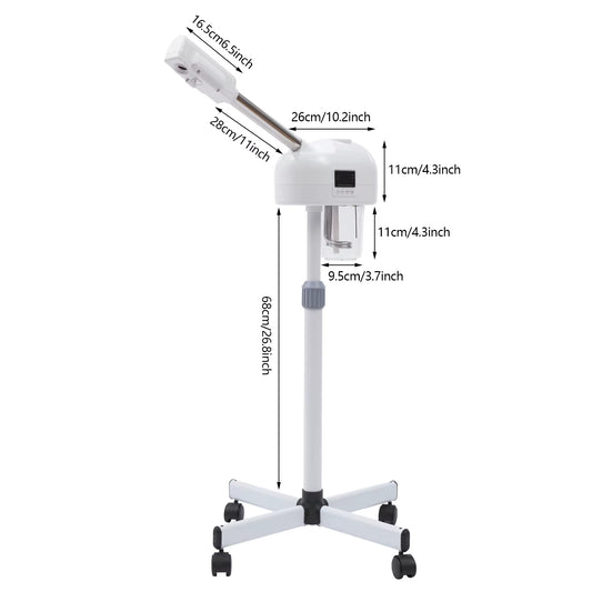 Vapozone visage professionnel avec support – Appareil vapeur facial nano-ionique avec écran LCD – Soin visage esthétique Spa
