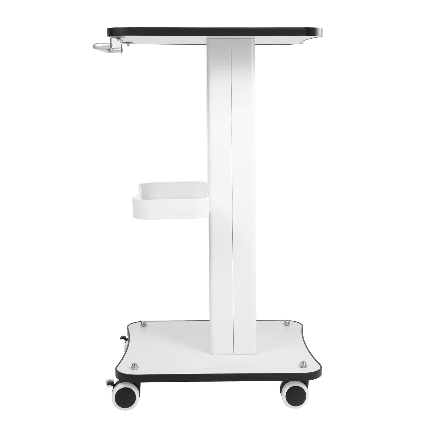 Chariot de Beauté Multifonction à Roulettes 360° – 4 Roues Verrouillables, Support Appareil Esthétique, Table Mobile Salon, Blanc