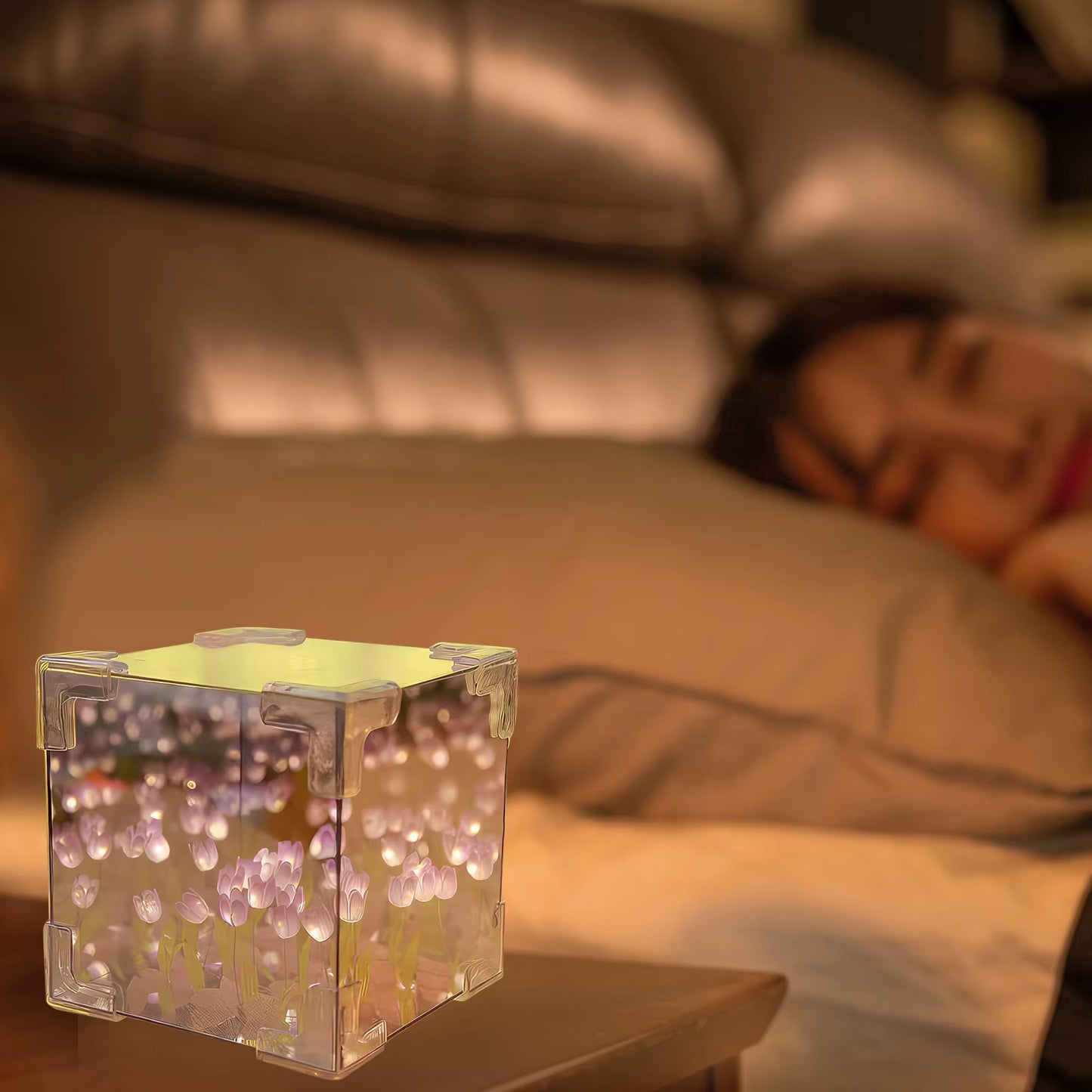 Lampe LED Tulipe DIY Décorative avec Miroir – Veilleuse Fleur Lumineuse pour Chambre, Salon, Bureau, Cadeau Original