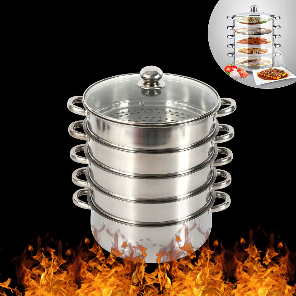 Cuiseur vapeur inox 5 niveaux 26-30 cm