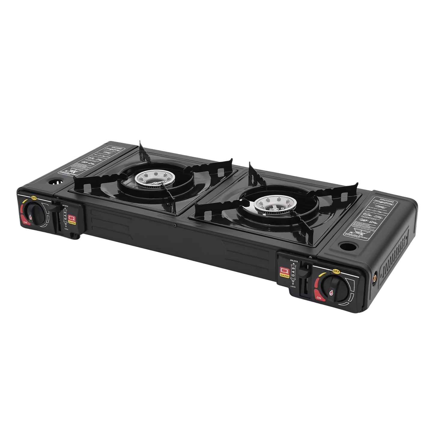 Réchaud de Camping Portable 2 Brûleurs Gaz Butane GPL 2,5 kW Allumage Automatique Barbecue Pique-Nique Outdoor